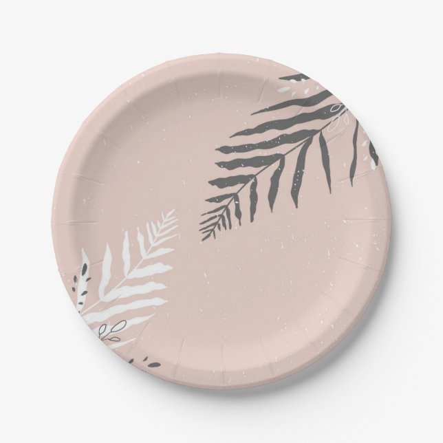 Assiettes En Carton motif feuille (Devant)