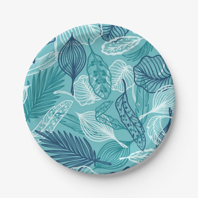 Assiettes En Carton motif feuille (Devant)