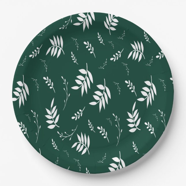 Assiettes En Carton motif feuille (Devant)