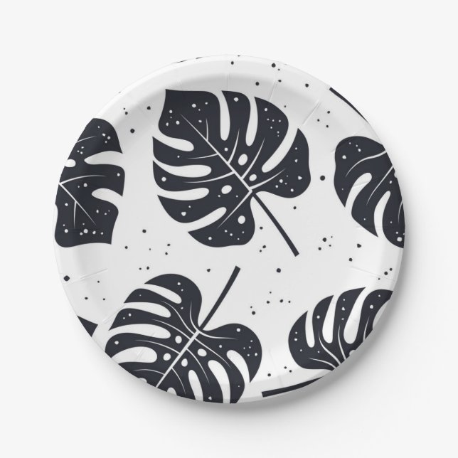 Assiettes En Carton motif feuille (Devant)
