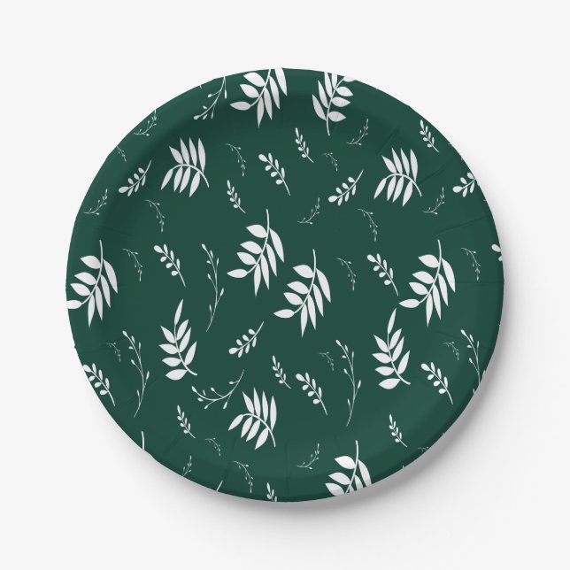 Assiettes En Carton motif feuille (Devant)