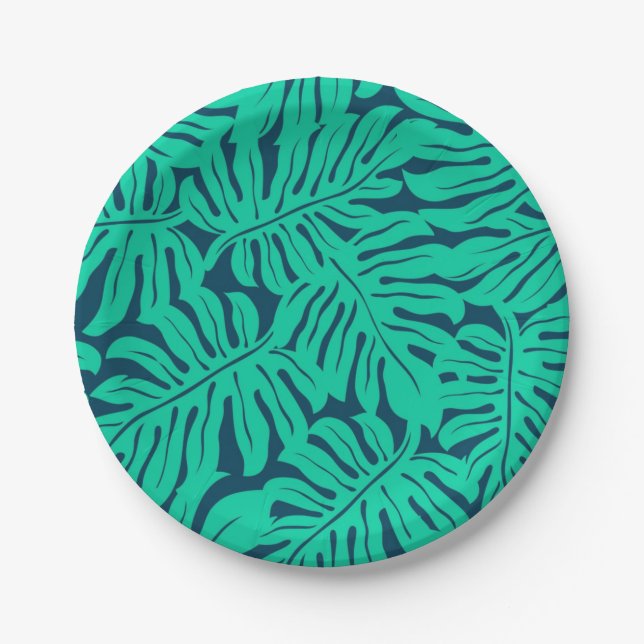 Assiettes En Carton motif feuille (Devant)
