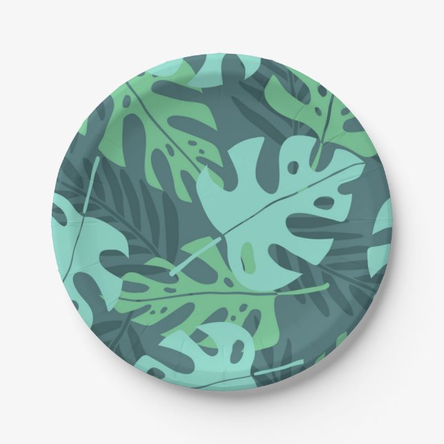 Assiettes En Carton motif feuille (Devant)