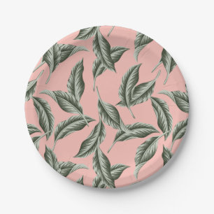 Assiettes En Carton Motif Feuille du jardin tropical