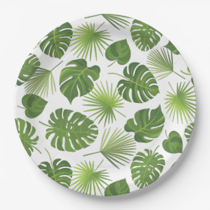 Assiettes En Carton Motif Feuille élégant Green Tropical