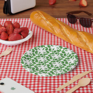 Assiettes En Carton Motif Feuille, Motif De Feuilles, Feuilles Verts