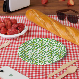 Assiettes En Carton Motif Feuille, Motif De Feuilles, Feuilles Verts