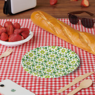 Assiettes En Carton Motif Feuille, Motif De Feuilles, Feuilles Verts
