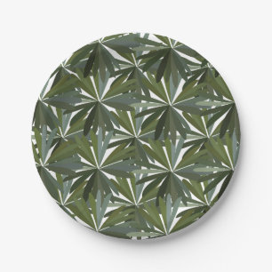 Assiettes En Carton Motif Feuille vert