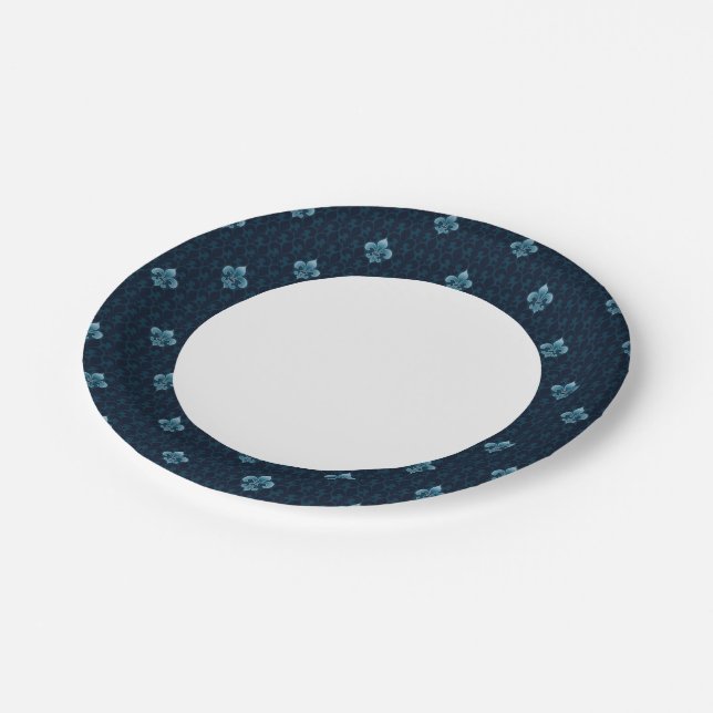Assiettes En Carton Motif Fleur De Lis (Angle)