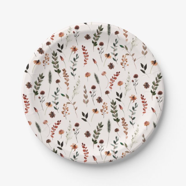 Assiettes En Carton Motif Fleur sauvage de Earthy Fall (Devant)