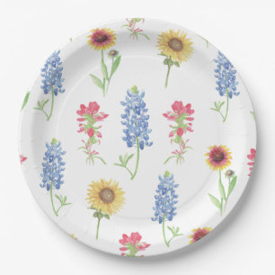 Assiettes En Carton Motif Fleur sauvage du Texas