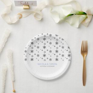 Assiettes En Carton Motif flocons de neige Ski Mariage d'hiver 