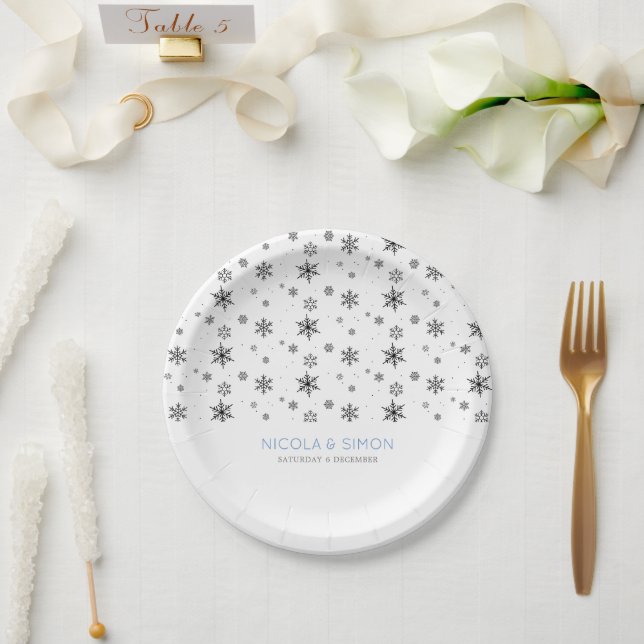 Assiettes En Carton Motif flocons de neige Ski Mariage d'hiver  (Mariage)