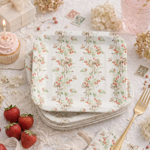 Assiettes En Carton Motif floral aux baies pour premier anniversaire