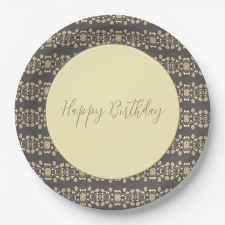 Assiettes En Carton Motif Floral Avec Crème Et taupe
