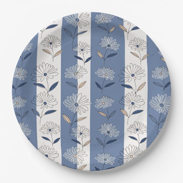 Assiettes En Carton Motif floral de marguerite minimaliste (1) (Devant)