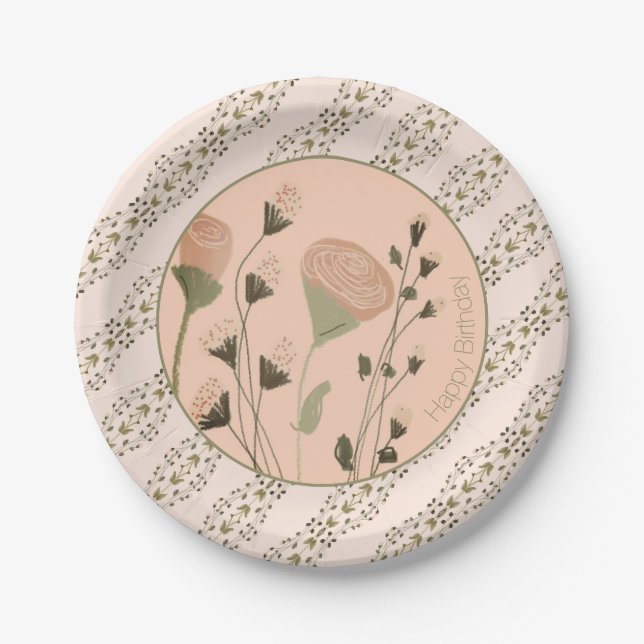 Assiettes En Carton Motif Floral Designer (Devant)