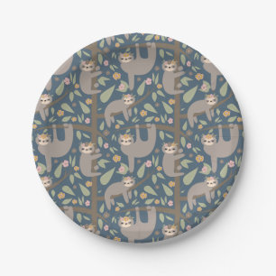 Assiettes En Carton Motif floral mignon de paresse