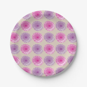 Assiettes En Carton Motif floral rose et pourpre