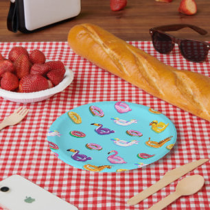 Assiettes En Carton Motif flottant de la piscine d'été