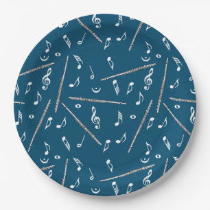 Assiettes En Carton Motif Flute Music Note
