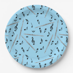 Assiettes En Carton Motif Flute Music Note