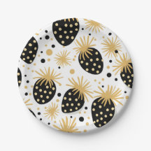 Motif fraise noir et or