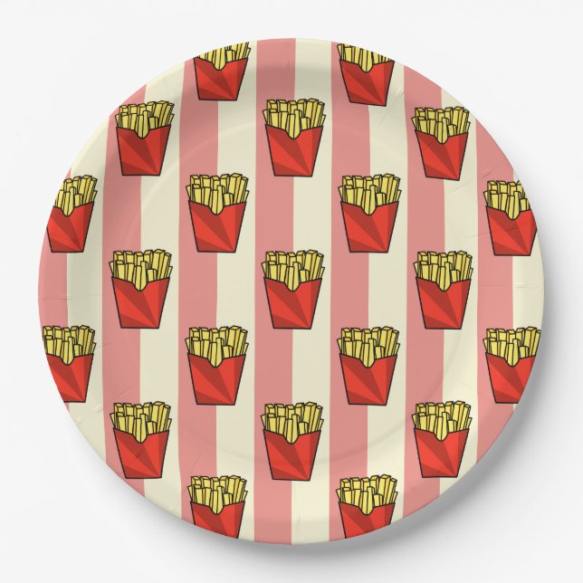 Assiettes En Carton Motif français Fries (Devant)