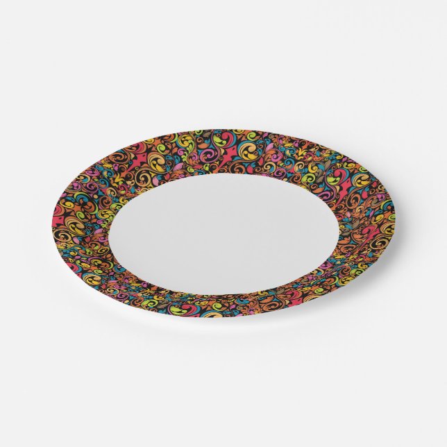 Assiettes En Carton motif funky (Angle)