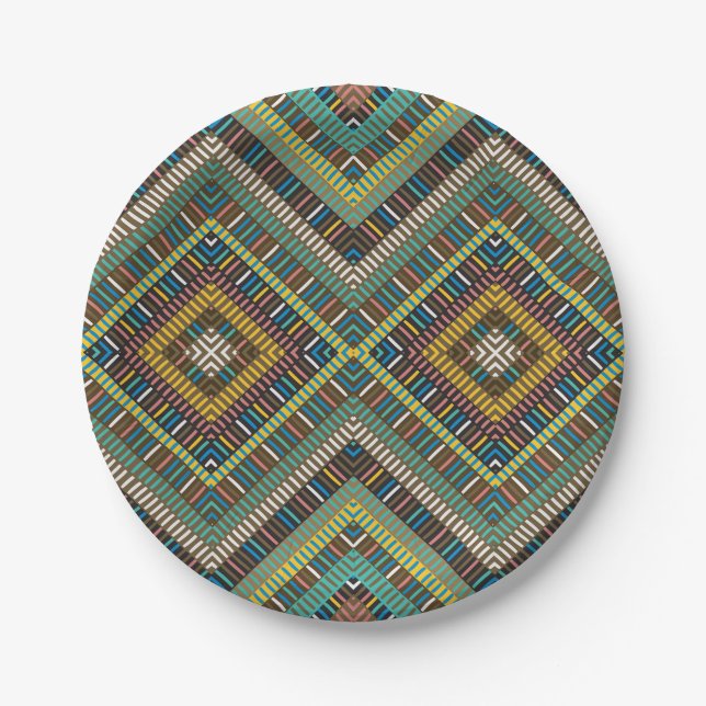 Assiettes En Carton Motif géométrique africain (Devant)