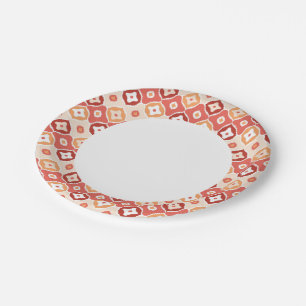 Assiettes En Carton motif géométrique de l'ikat d'or