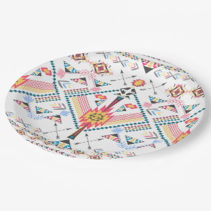 Assiettes En Carton Motif géométrique ethnique cool à la mode tribal