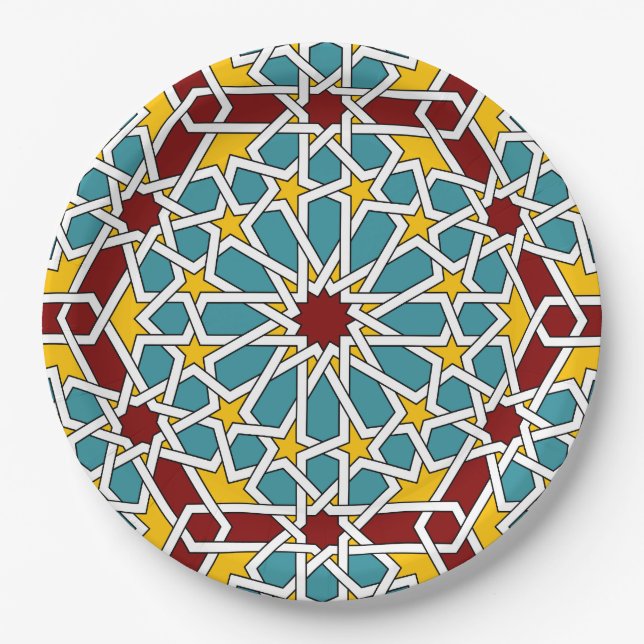 Assiettes En Carton Motif géométrique islamique (Devant)