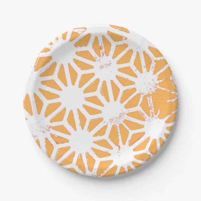 Assiettes En Carton Motif géométrique jaune (Devant)