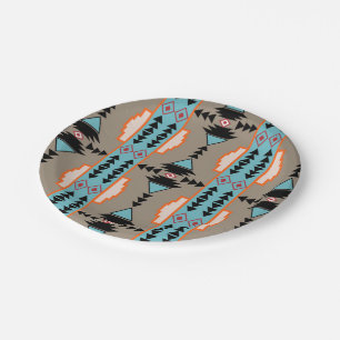 Assiettes En Carton Motif géométrique mexicain Aztec