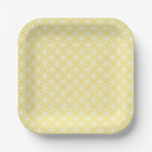 Assiettes En Carton Motif géométrique moderne Sunny Pastel Jaune