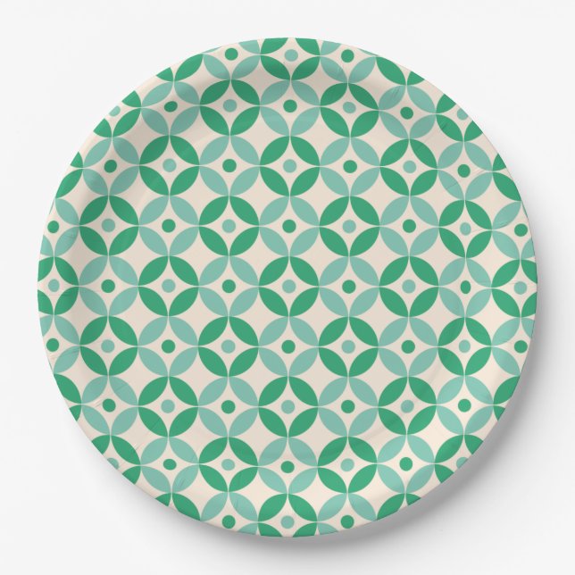 Assiettes En Carton Motif géométrique moyen élégant en vert (Devant)