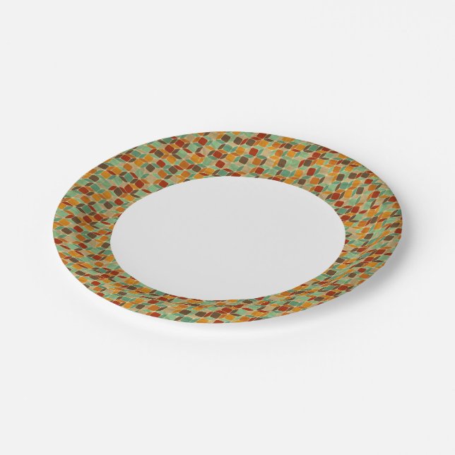 Assiettes En Carton motif géométrique rétro 4 (Angle)