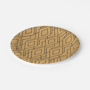 Assiettes En Carton Motif Gold et Black Art Déco