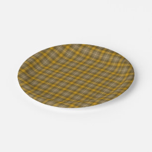 Assiettes En Carton Motif Gold et Brown Plaid