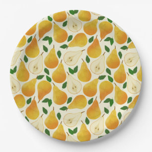 Assiettes En Carton Motif Golden Pears