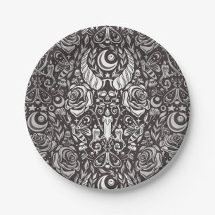 Assiettes En Carton Motif gothique monochrome