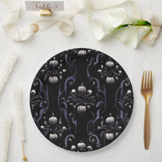 Assiettes En Carton Motif gothique noir et violet #5 | Plaque de papie