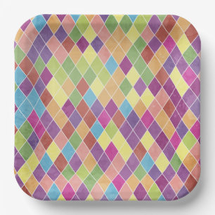 Assiettes En Carton Motif Grunge Harlequin