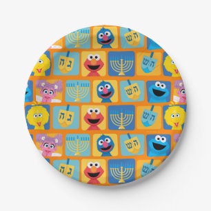 Assiettes En Carton Motif Hanoukka de Sesame Street