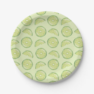 Assiettes En Carton Motif illustré de tranches de citron vert citrus