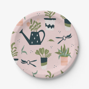 Assiettes En Carton Motif imprimé Whimsical Pink Gardening