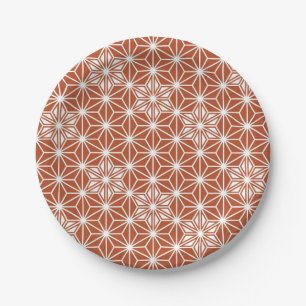 Assiettes En Carton Motif japonais Asanoha - terre cuite