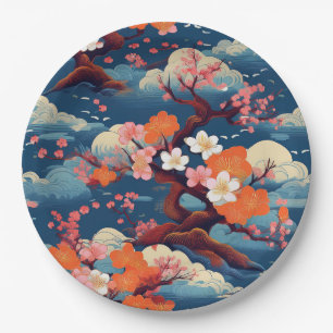 Assiettes En Carton Motif japonais Kimono